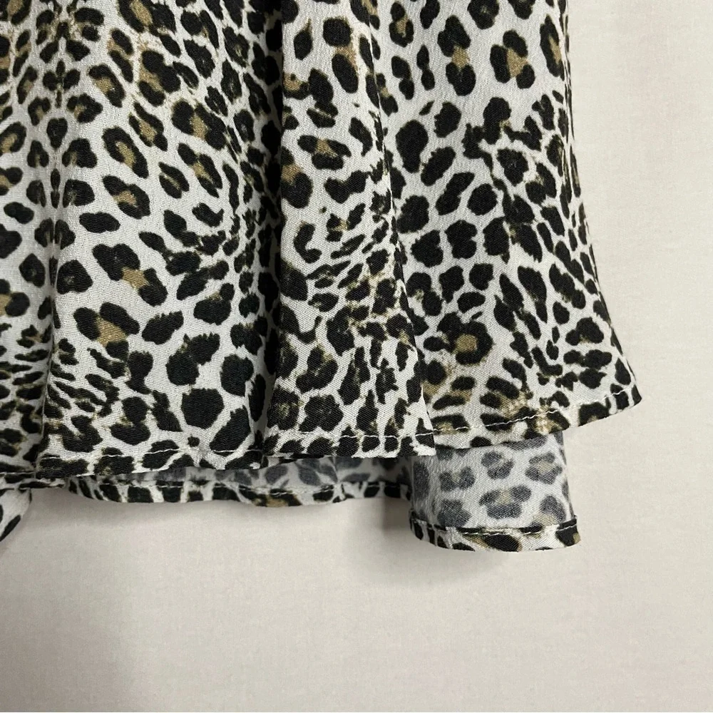 Zara Ruffle Leopard Print Mini Skort Skirt Boho Animal Cheetah Print - Picture 12 of 14